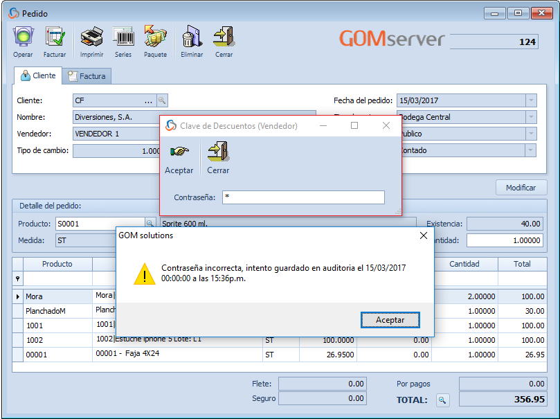 GOM server Config ClaveDescuento 1