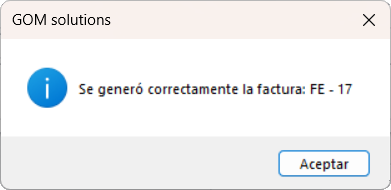 GOMserver Windows Pedido Medida Facturar Factura No