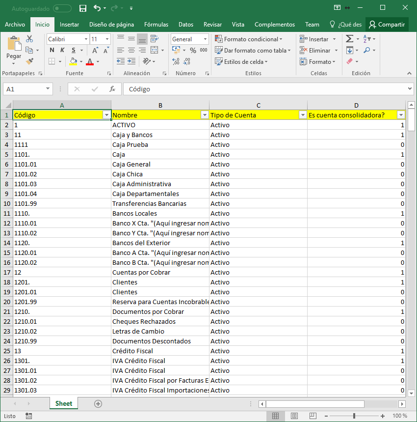 Contabilidad Cuentas Contables Carga Masiva De Cuentas Contables