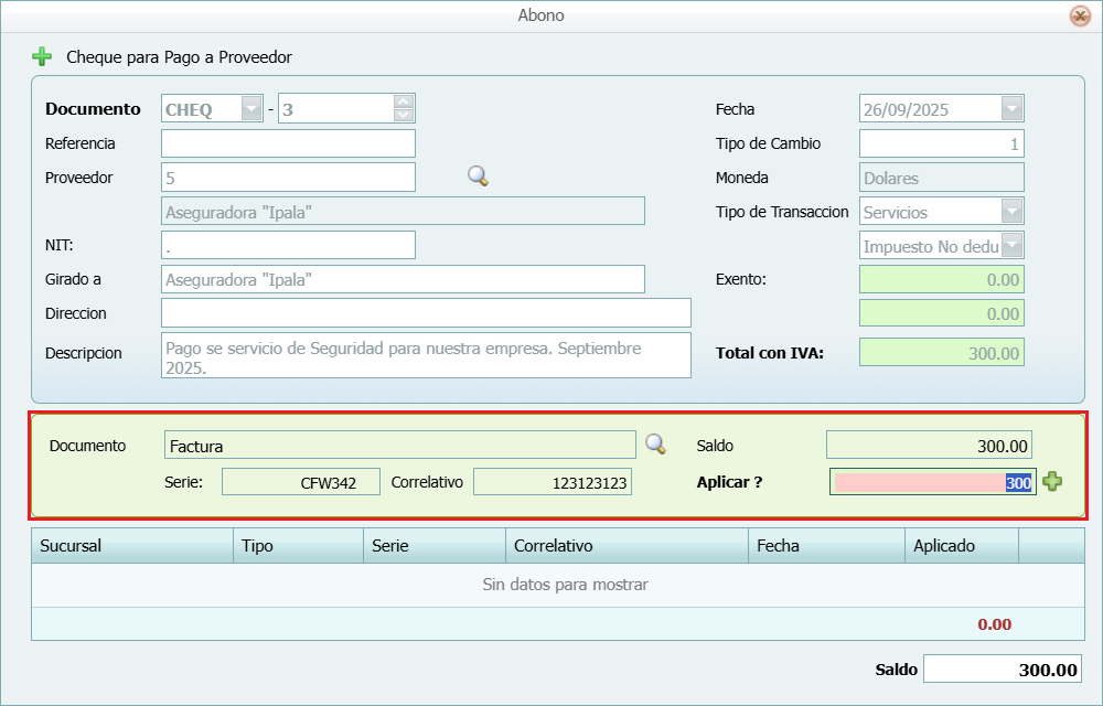 Cuantas Por Pagar Abono a Cuenta Adjuntar Documento Agregar