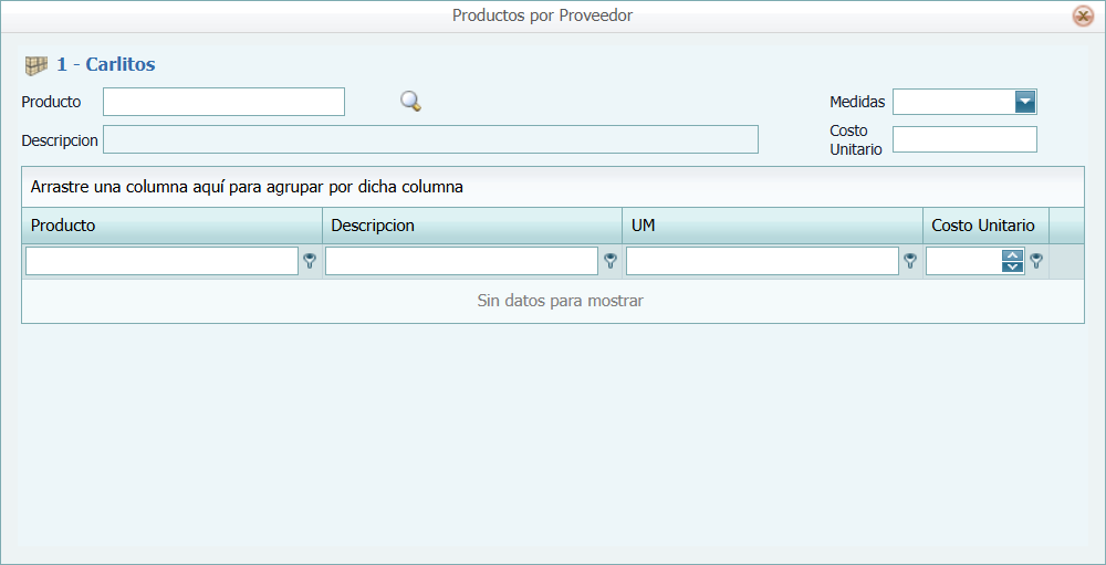 Cuentas por Pagar Proveedor Productos
