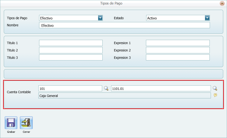 Contabilidad Enlaces Tipo de Pago Ventana Detalle 2