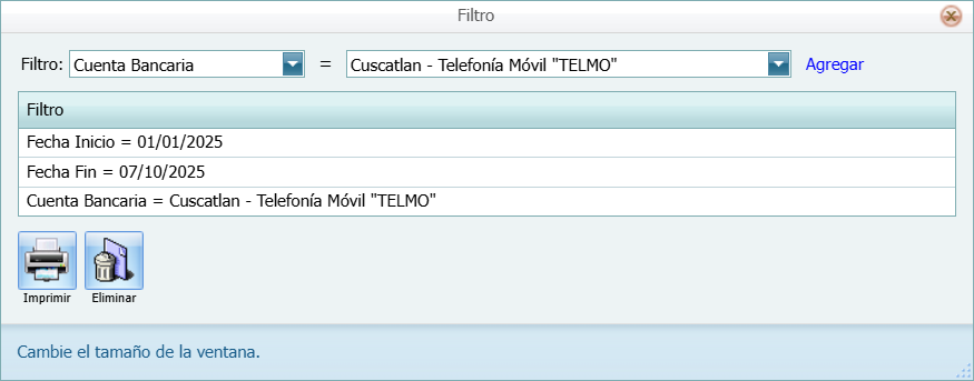 Reporte Estandar Bancos Reporte Filtro