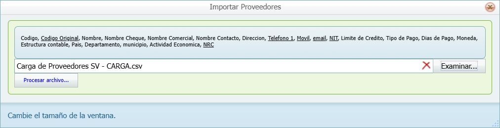 Cuentas por Pagar Proveedor Excel Procesar