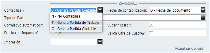 Contabilidad Enlaces Tipos de Ingreso Ventana Contabiliza