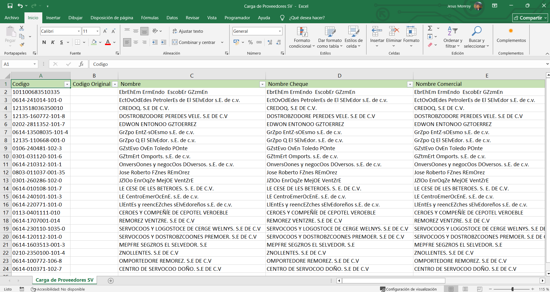 Cuentas por Pagar Proveedor Importar Excel