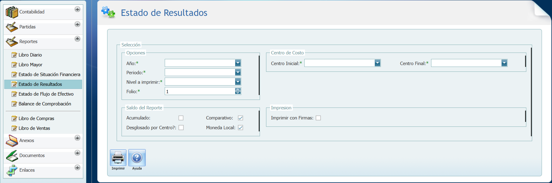 Contabilidad Reportes Estado de Resultado SV
