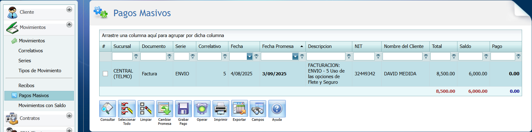 Cuentas por Cobrar Pagos Masivos