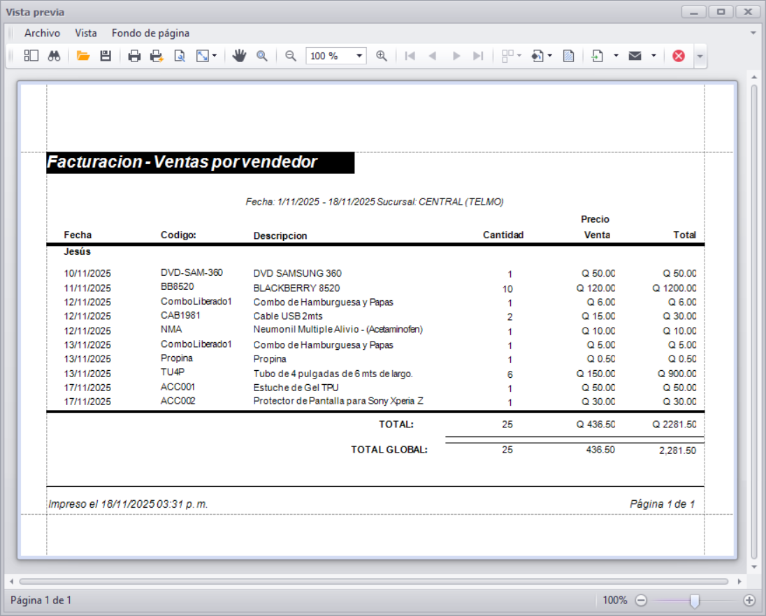 GOMserver Windows Reportes Personalizados Generado