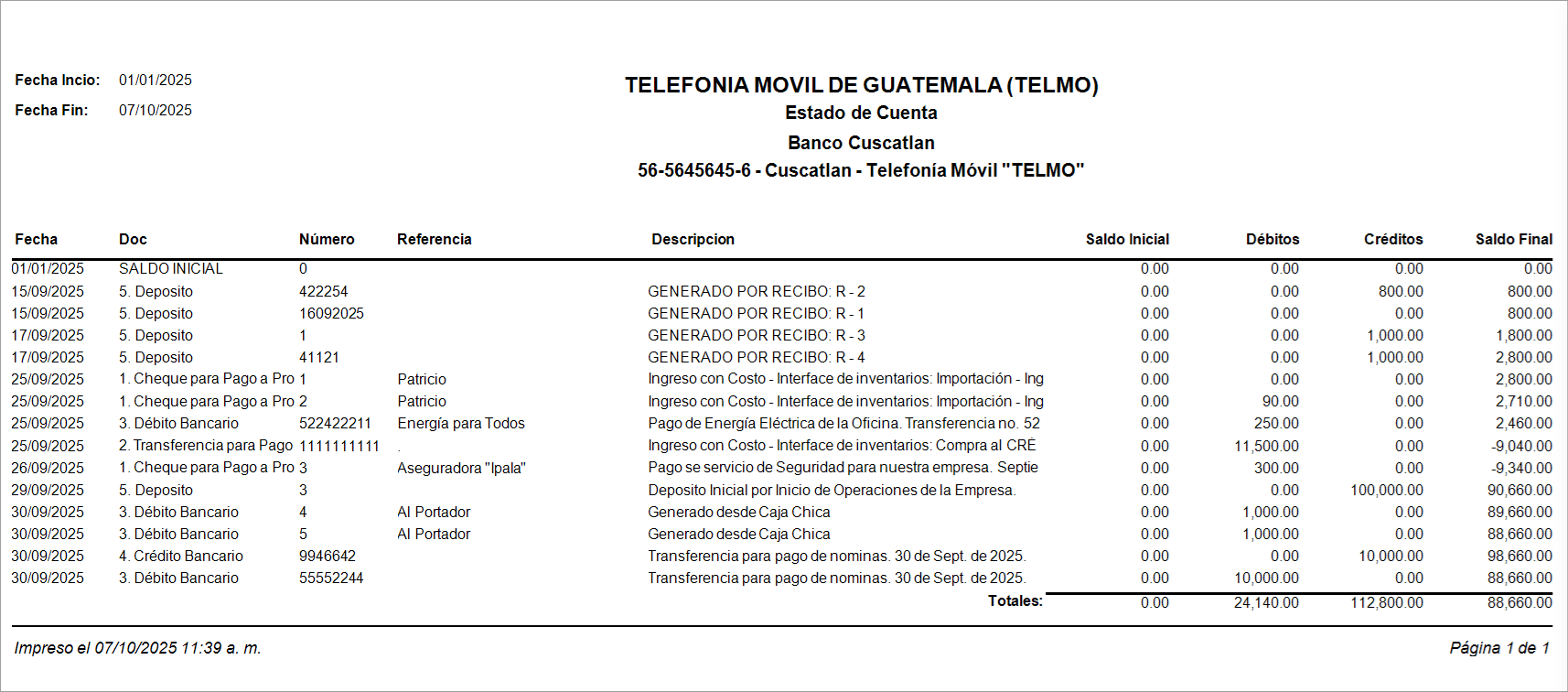 Reporte Estandar Bancos Reporte Filtro Impresion
