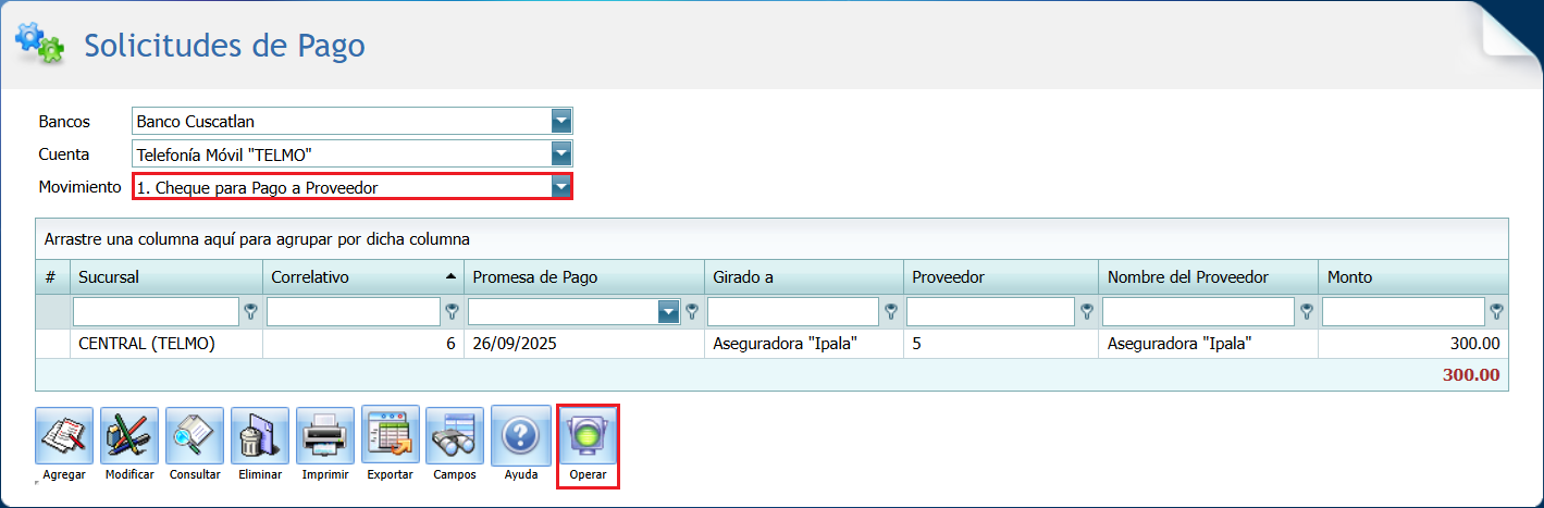 Bancos Solicitud Cheque Lleno Operar 3