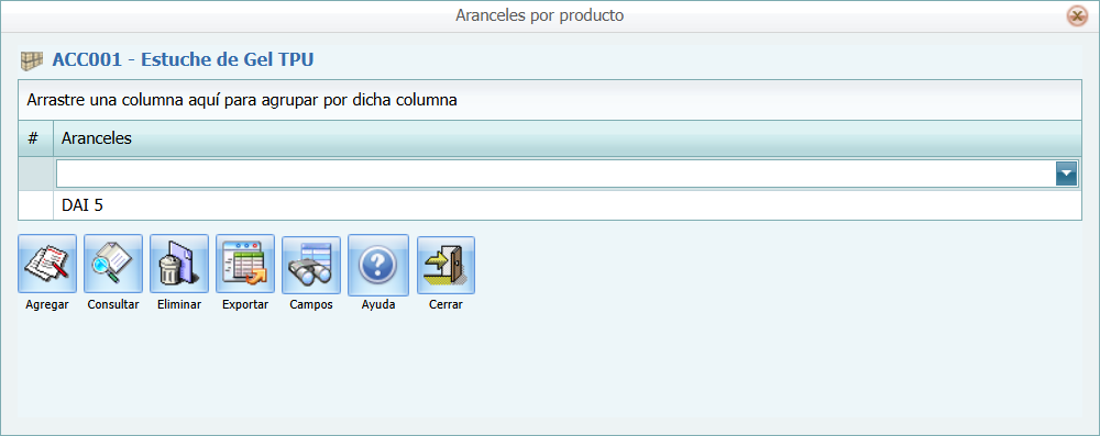 Inventario Producto Aranceles Lleno