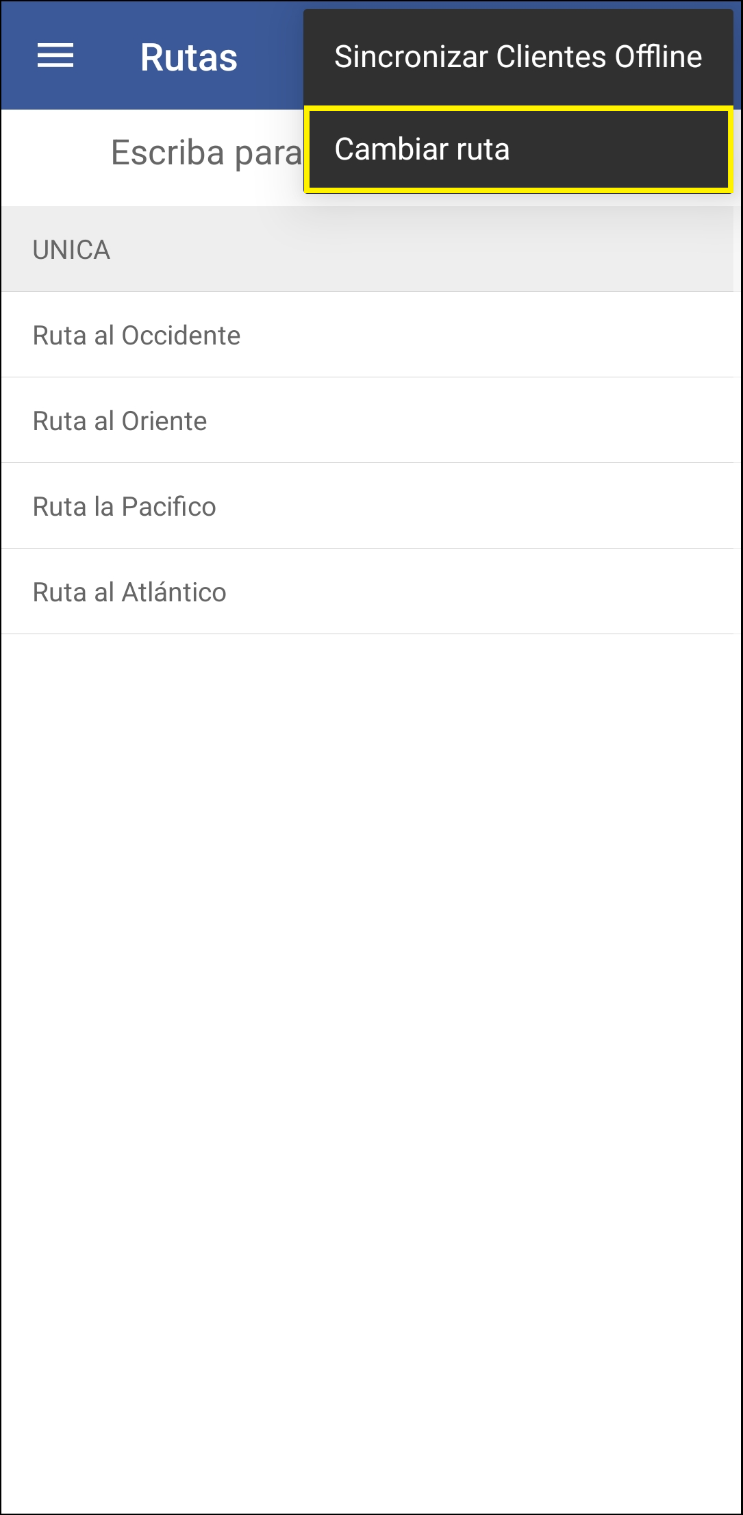 GOMsever App Menu Rutas Actualizar