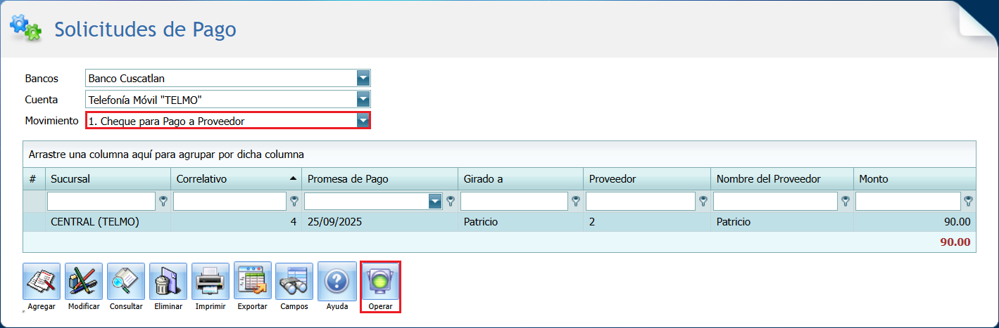Bancos Solicitud Cheque Lleno Operar 2