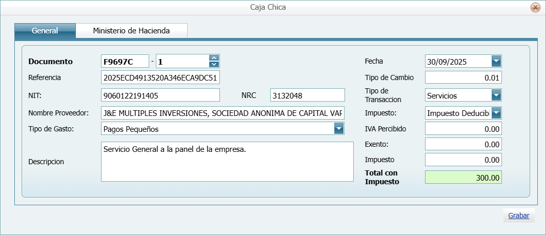 Cargos y Abonos Caja Ventana Llena