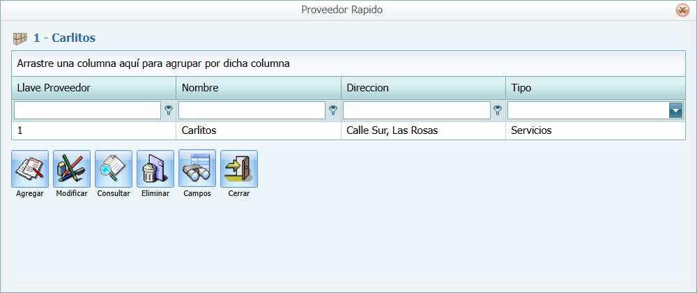 Cuentas por Pagar Proveedor Rapido Lista