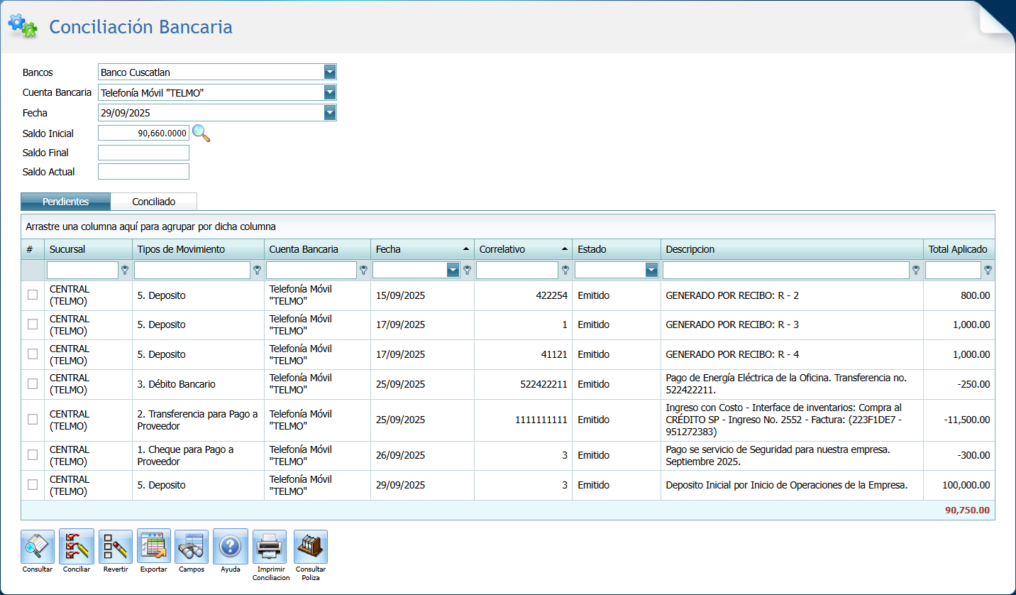 Bancos Conciliacion Bancaria Info
